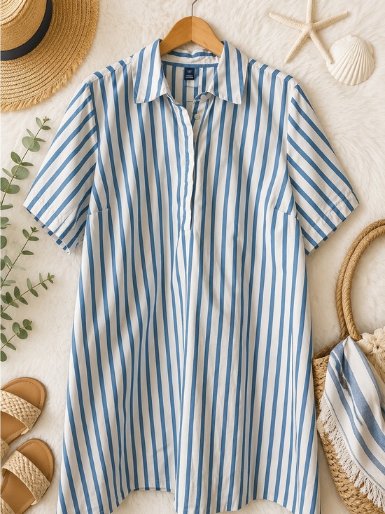 Old Navy Dresses & Skirts - Old Navy Blue and White Striped Shirt Dress